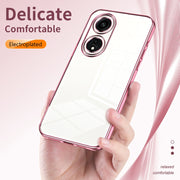 For OPPO A1 Pro Transparent Plating Fine Hole Phone Case(Blue)