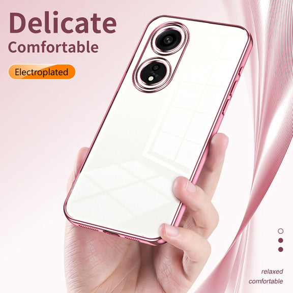 For OPPO A1 Pro Transparent Plating Fine Hole Phone Case(Blue)