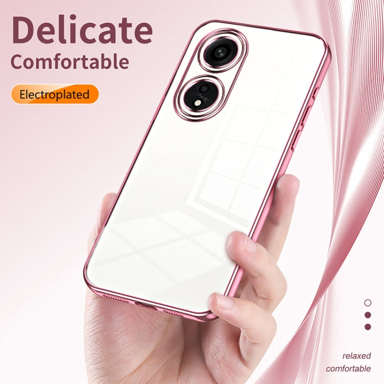 For OPPO A1 Pro Transparent Plating Fine Hole Phone Case(Green)