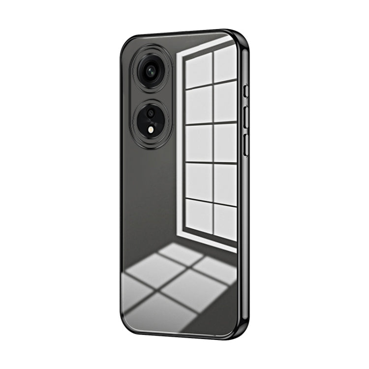 For OPPO A1 Pro Transparent Plating Fine Hole Phone Case(Black)