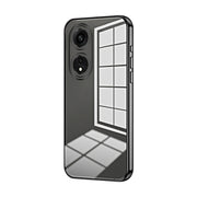 For OPPO A1 Pro Transparent Plating Fine Hole Phone Case(Black)