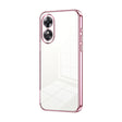 For OPPO A17 / A17K Transparent Plating Fine Hole Phone Case(Pink) - OPPO Cases by PMC TechLife | Online Shopping South Africa | PMC TechLife | Buy Now Pay Later Mobicred