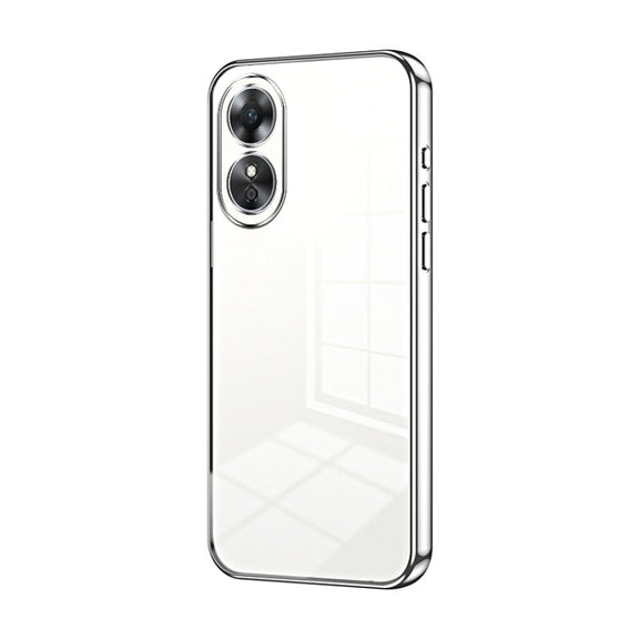 For OPPO A17 / A17K Transparent Plating Fine Hole Phone Case(Silver)