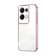 For OPPO Reno8 Pro+ Transparent Plating Fine Hole Phone Case(Pink) - OPPO Cases by PMC TechLife | Online Shopping South Africa | PMC TechLife | Buy Now Pay Later Mobicred