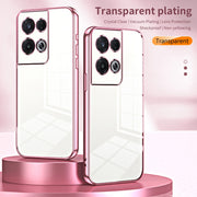 For OPPO Reno8 Pro Transparent Plating Fine Hole Phone Case(Blue)