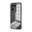 For OPPO Reno8 Pro Transparent Plating Fine Hole Phone Case(Black) - OPPO Cases by PMC TechLife | Online Shopping South Africa | PMC TechLife | Buy Now Pay Later Mobicred
