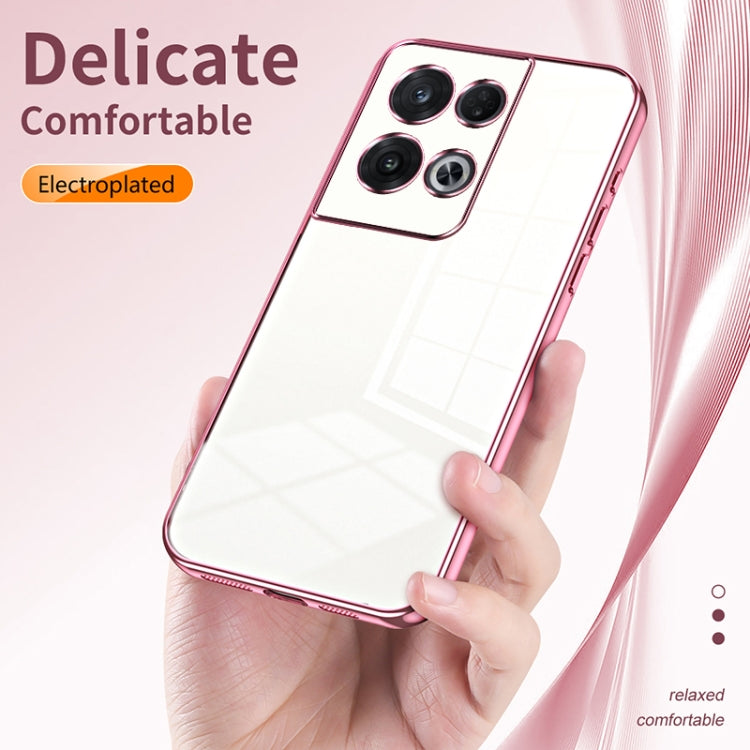 For OPPO Reno8 Pro Transparent Plating Fine Hole Phone Case(Black)