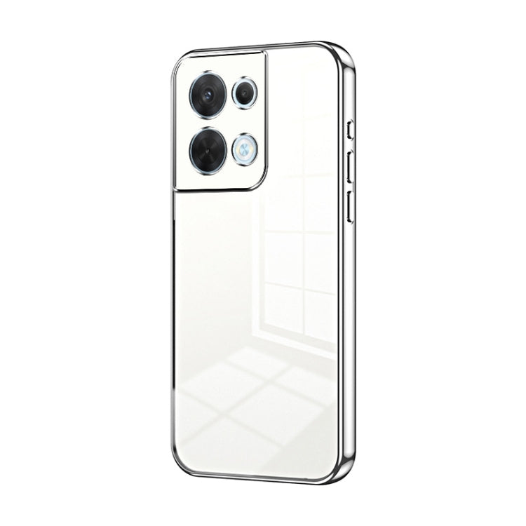 For OPPO Reno8 Transparent Plating Fine Hole Phone Case(Silver)