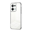 For OPPO Reno8 Transparent Plating Fine Hole Phone Case(Silver) - OPPO Cases by PMC TechLife | Online Shopping South Africa | PMC TechLife | Buy Now Pay Later Mobicred