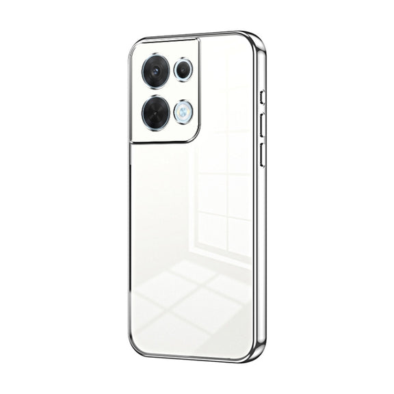 For OPPO Reno8 Transparent Plating Fine Hole Phone Case(Silver)
