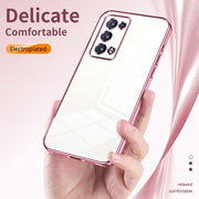 For OPPO Reno6 Pro+ Transparent Plating Fine Hole Phone Case(Blue)