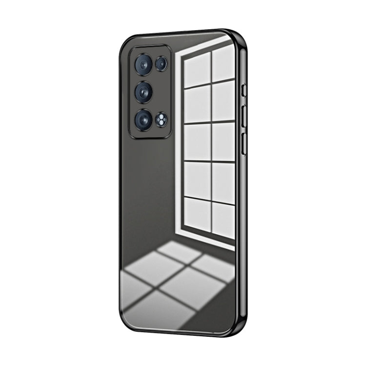 For OPPO Reno6 Pro+ Transparent Plating Fine Hole Phone Case(Black)