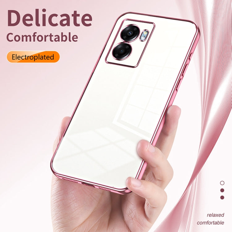 For OPPO A57 5G Transparent Plating Fine Hole Phone Case(Silver)