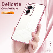 For OPPO A57 5G Transparent Plating Fine Hole Phone Case(Silver)