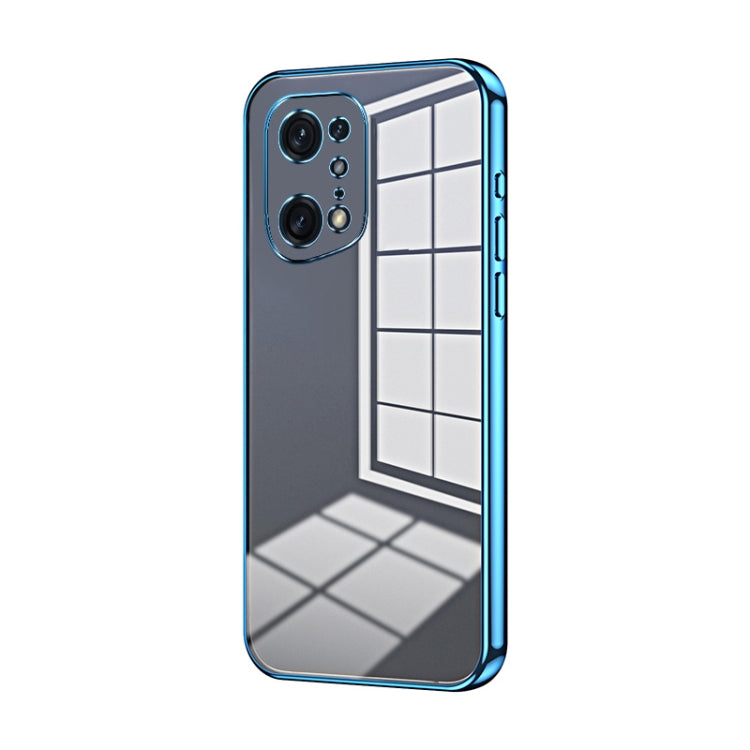 For OPPO Find X5 Pro Transparent Plating Fine Hole Phone Case(Blue)