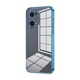For OPPO Find X5 Pro Transparent Plating Fine Hole Phone Case(Blue) - OPPO Cases by PMC TechLife | Online Shopping South Africa | PMC TechLife | Buy Now Pay Later Mobicred