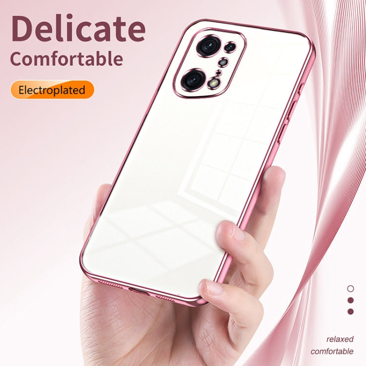 For OPPO Find X5 Pro Transparent Plating Fine Hole Phone Case(Blue)