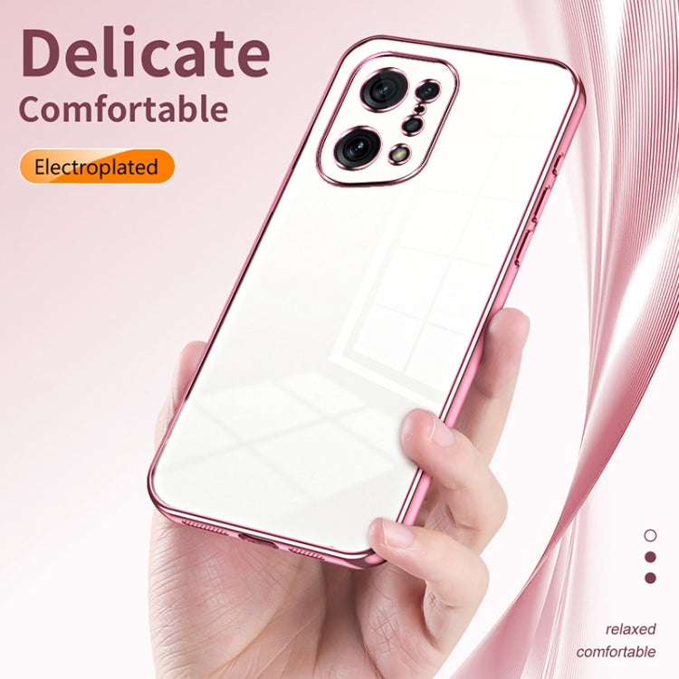 For OPPO Find X5 Transparent Plating Fine Hole Phone Case(Blue)