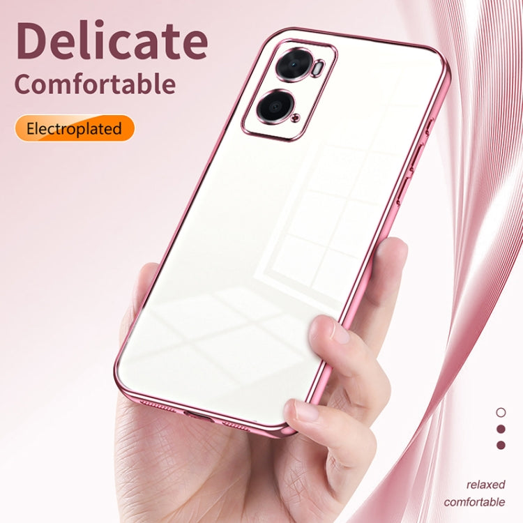 For OPPO A36 / A76 / A96 4G Global Transparent Plating Fine Hole Phone Case(Black)