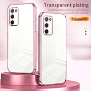 For OPPO A55 5G / A56 / A53s 5G Transparent Plating Fine Hole Phone Case(Pink)