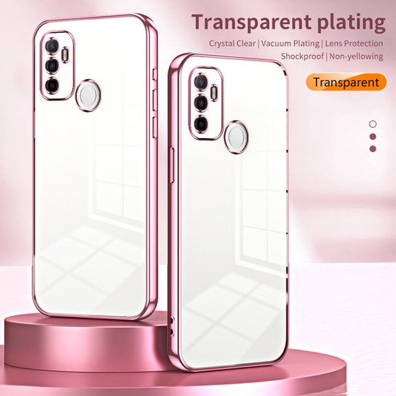 For OPPO A53 2020 / A32 / A11s  Transparent Plating Fine Hole Phone Case(Gold)