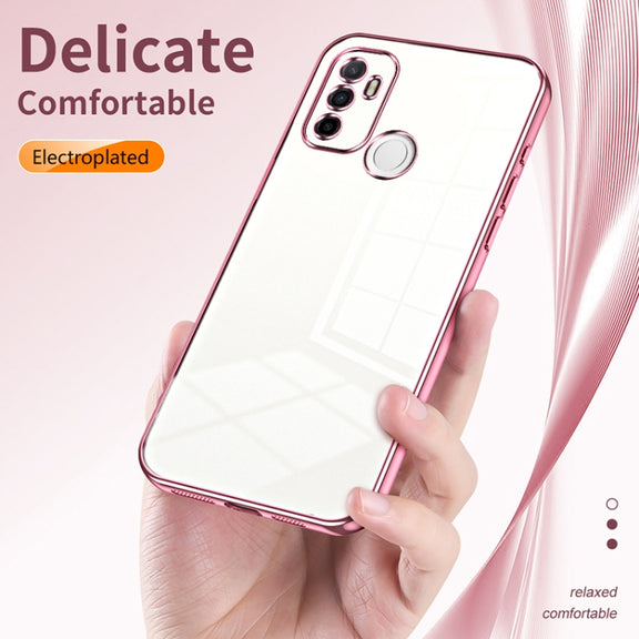 For OPPO A53 2020 / A32 / A11s  Transparent Plating Fine Hole Phone Case(Black)