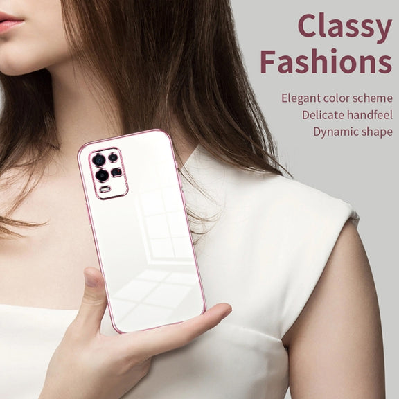 For OPPO K9x Transparent Plating Fine Hole Phone Case(Pink)