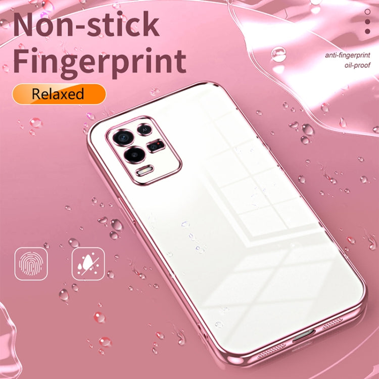 For OPPO K9x Transparent Plating Fine Hole Phone Case(Pink)