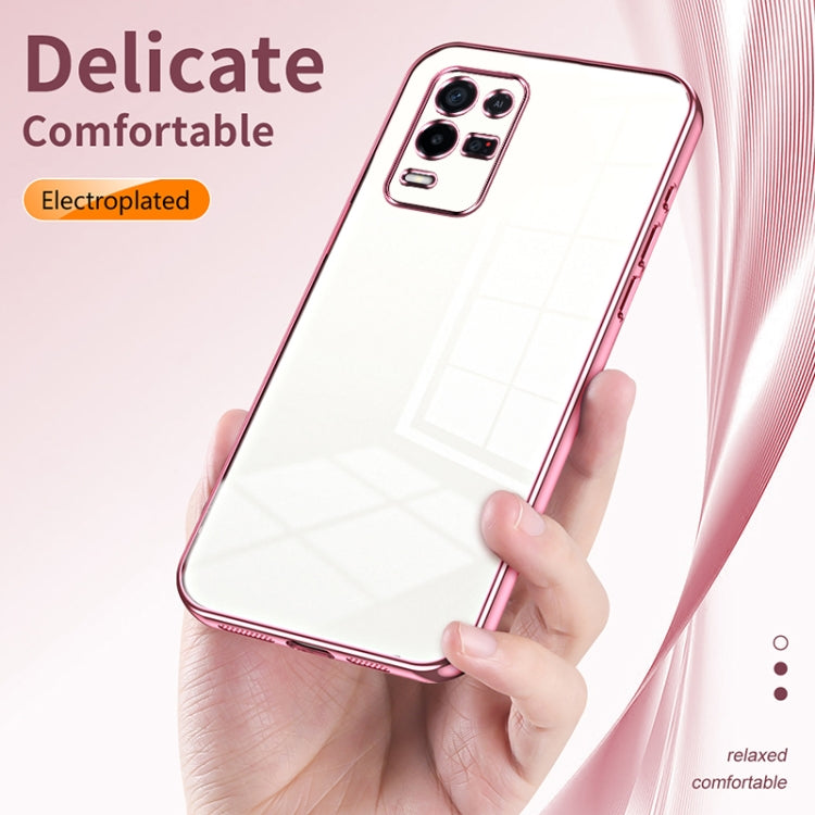 For OPPO K9x Transparent Plating Fine Hole Phone Case(Pink)