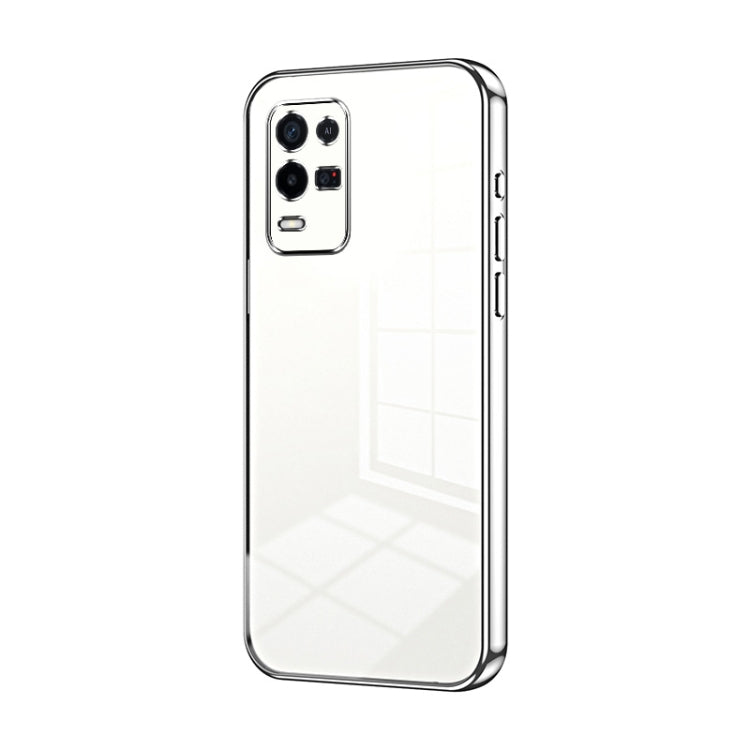 For OPPO K9x Transparent Plating Fine Hole Phone Case(Silver)