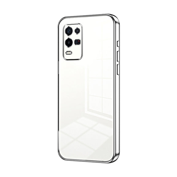 For OPPO K9x Transparent Plating Fine Hole Phone Case(Silver)