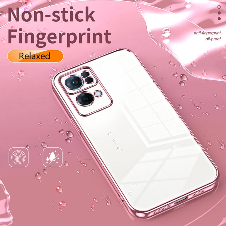For OPPO Reno7 Pro Transparent Plating Fine Hole Phone Case(Gold)