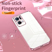 For OPPO Reno7 Pro Transparent Plating Fine Hole Phone Case(Silver)