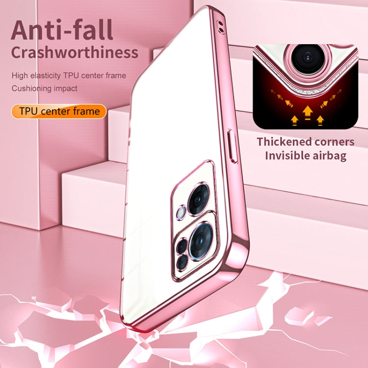 For OPPO Reno7 Pro Transparent Plating Fine Hole Phone Case(Silver)