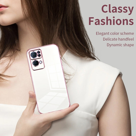 For OPPO Reno7 Pro Transparent Plating Fine Hole Phone Case(Black)