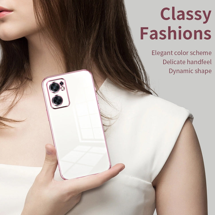 For OPPO Reno7 SE Transparent Plating Fine Hole Phone Case(Purple)