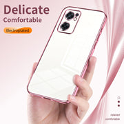 For OPPO Reno7 SE Transparent Plating Fine Hole Phone Case(Gold)