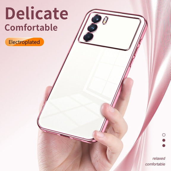 For OPPO K9 Pro Transparent Plating Fine Hole Phone Case(Gold)