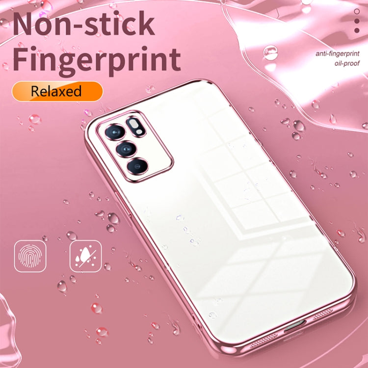 For OPPO Reno6 Indian / Malay Transparent Plating Fine Hole Phone Case(Blue)