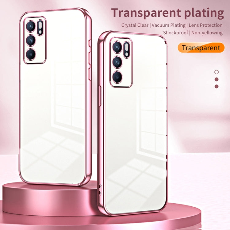 For OPPO Reno6 Indian / Malay Transparent Plating Fine Hole Phone Case(Black)
