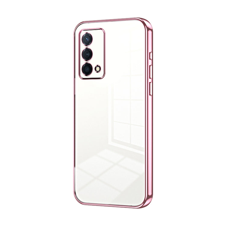 For OPPO K9 Transparent Plating Fine Hole Phone Case(Pink)