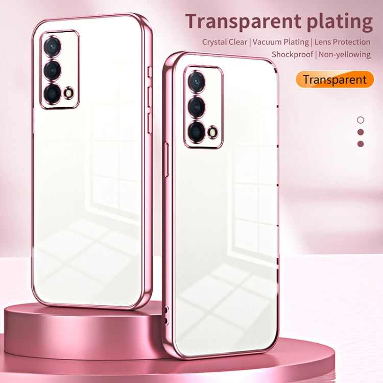 For OPPO K9 Transparent Plating Fine Hole Phone Case(Pink)