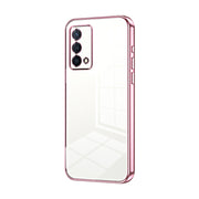 For OPPO K9 Transparent Plating Fine Hole Phone Case(Pink)