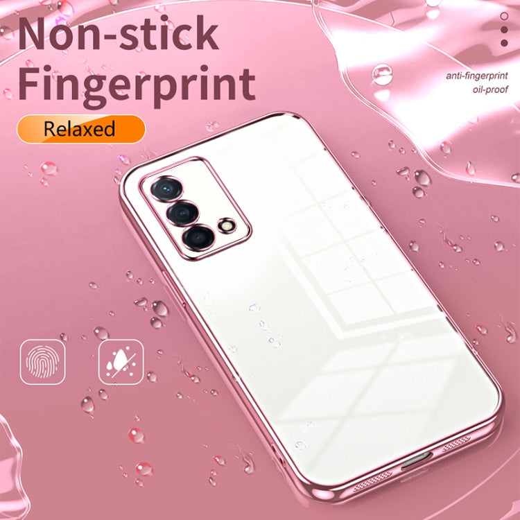 For OPPO K9 Transparent Plating Fine Hole Phone Case(Pink)