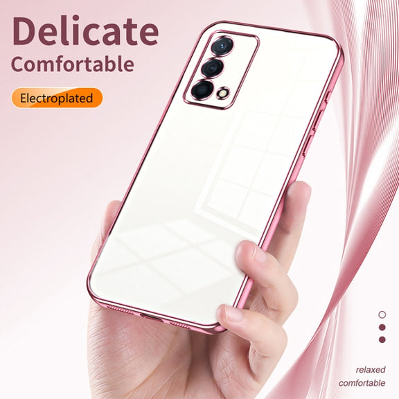 For OPPO K9 Transparent Plating Fine Hole Phone Case(Blue)