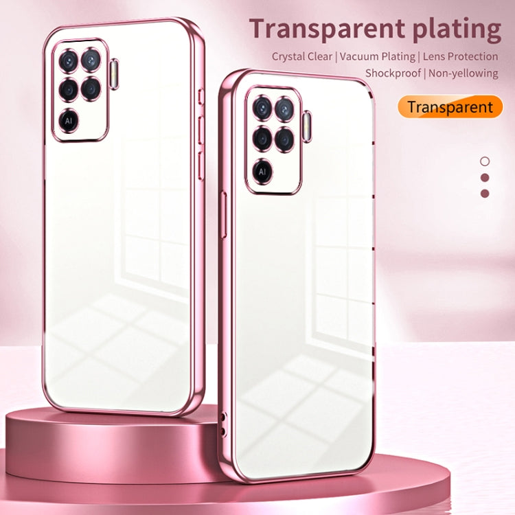 For OPPO A94 4G Transparent Plating Fine Hole Phone Case(Silver)