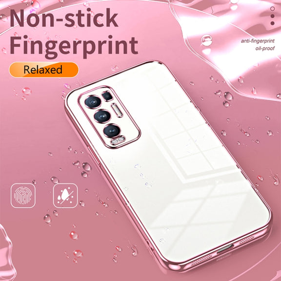 For OPPO Reno5 Pro+ Transparent Plating Fine Hole Phone Case(Blue)