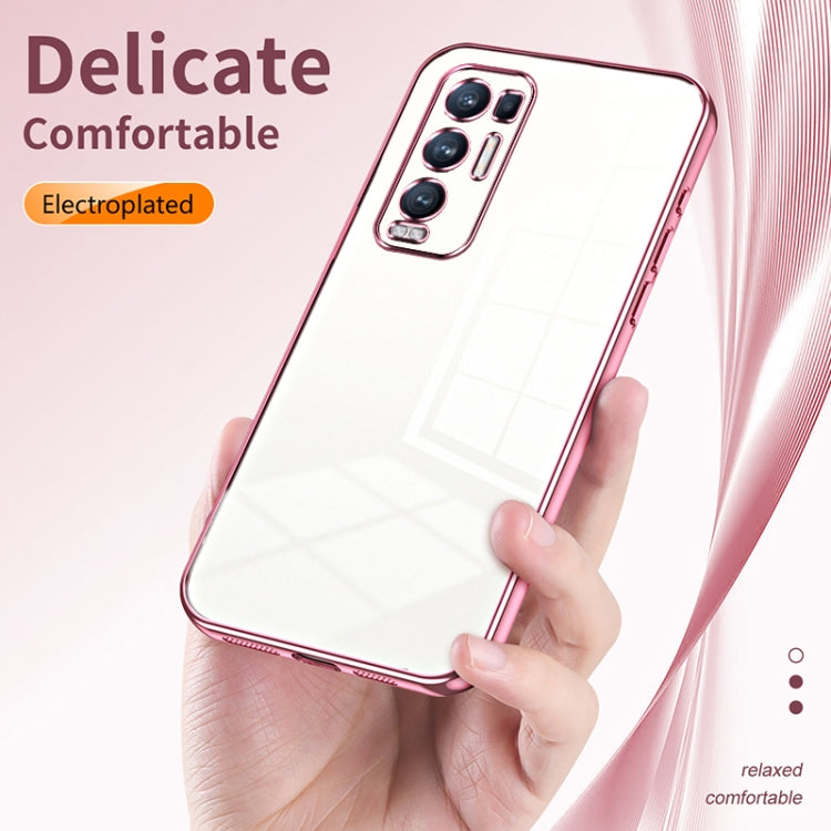 For OPPO Reno5 Pro+ Transparent Plating Fine Hole Phone Case(Black)
