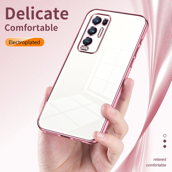 For OPPO Reno5 Pro+ Transparent Plating Fine Hole Phone Case(Black)