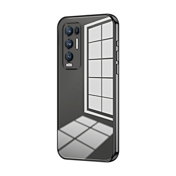 For OPPO Reno5 Pro+ Transparent Plating Fine Hole Phone Case(Black)